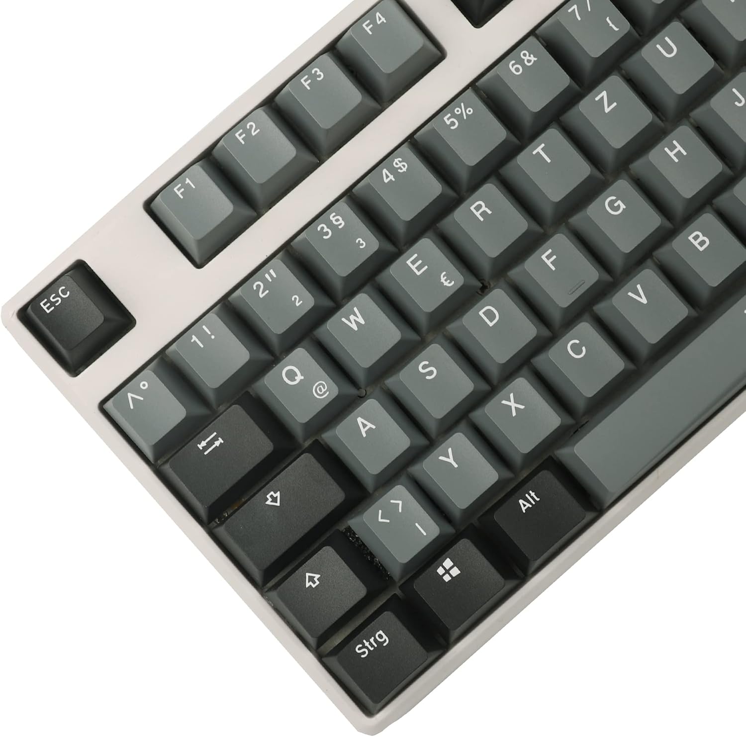 YMDK 105 German ISO Double Shot PBT Cherry Profile Keycap Set Suitable for Cherry MX Switches Mechanical Keyboard (Black Gray)