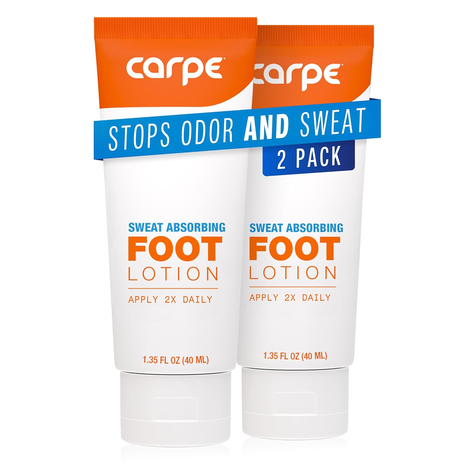 Carpe Sweat Absorbing Foot Lotion, A Dermatologist-Recommended Solution to Stop Sweaty, Smelly feet, Helps Prevent blisters, Great for hyperhidrosis (Pack of Two) Carpe Sweat Absorbing Foot Lotion, A Dermatologist-Recommended Solution to Stop Sweaty, Smelly feet, Helps Prevent blisters, Great for hyperhidrosis (Pack of Two)