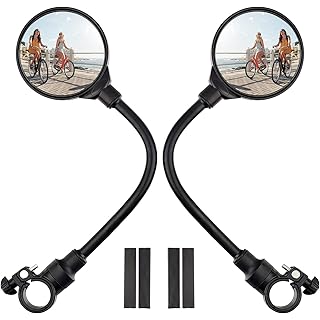 Bike Handlebar Mirror 2 Pack - Rotatable And Adjustable Wide Angle Rear View Shockproof Convex Mirror Universal For Bike Bicycle