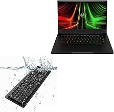Keyboard Compatible with Razer Blade Stealth 13 (2020) - AquaProof USB Keyboard, Washable Waterproof Water Resistant - Jet Black