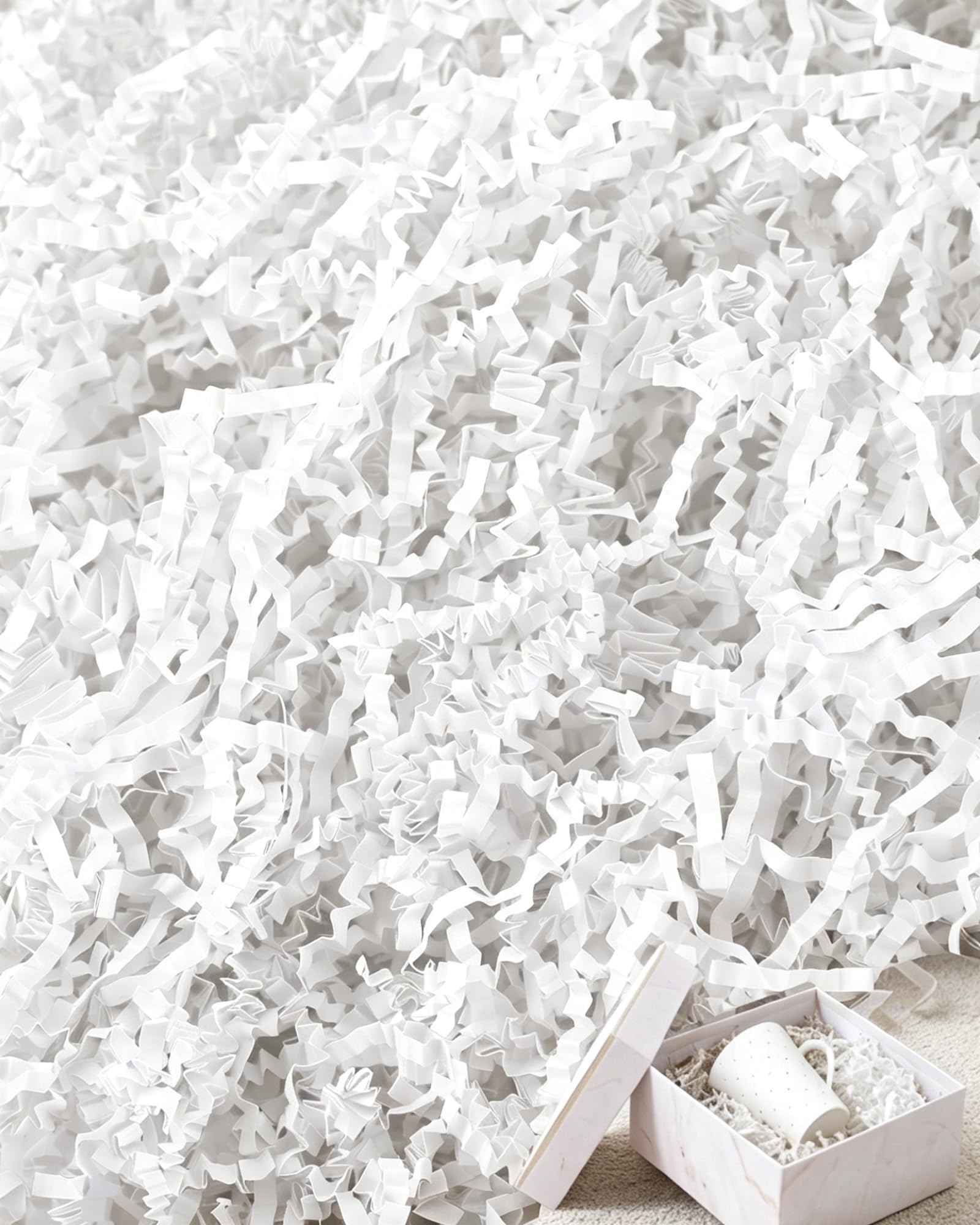 500g White Raffia Shredded Paper for Gift Boxes, Basket Filler