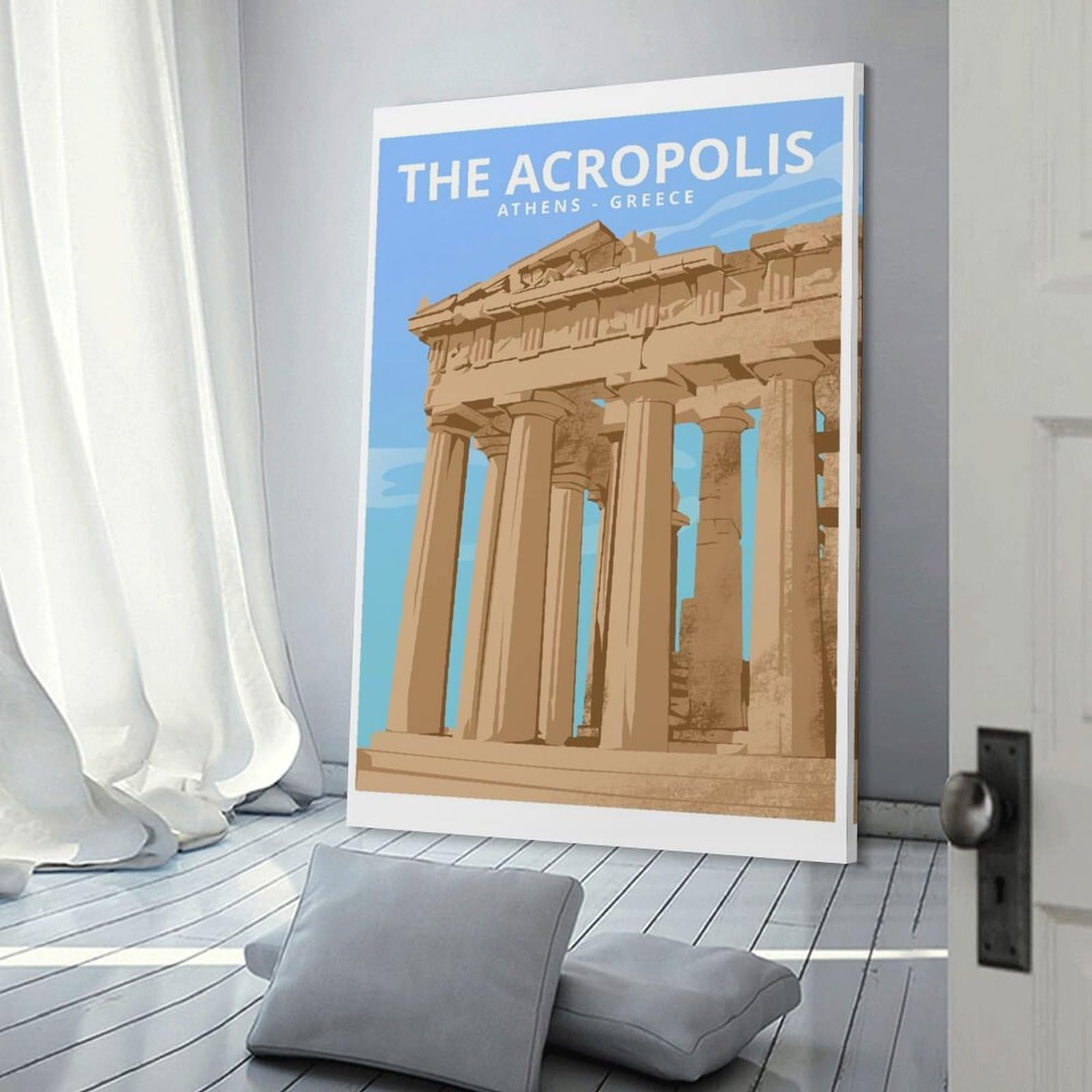 Junmoney Wall Decor Canvas Print Acropolis Athens Greece, 24x36inch(60x90cm), for Home Lounge, Bedroom Or Reading Nook, Canvas Styling for A Polished Room Look