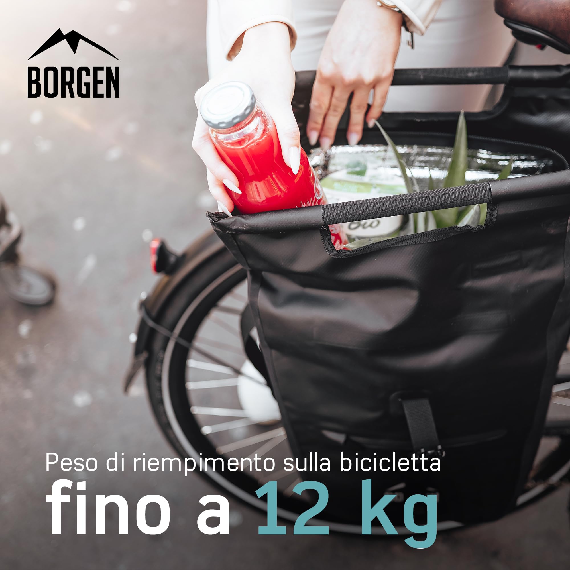 Borgen portapacchi bicicletta con tasca refrigerante rimovibile – Utilizzabile come portapacchi, borsa per bicicletta, borsa da trasporto 23 litri