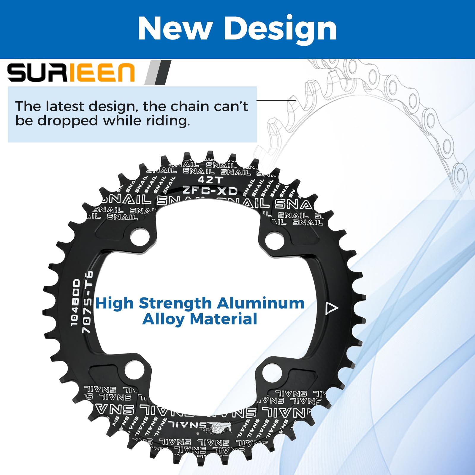 SURIEEN 42T Mountain Bike 170mm Square Crankset, Single Speed Crankset - Image 4