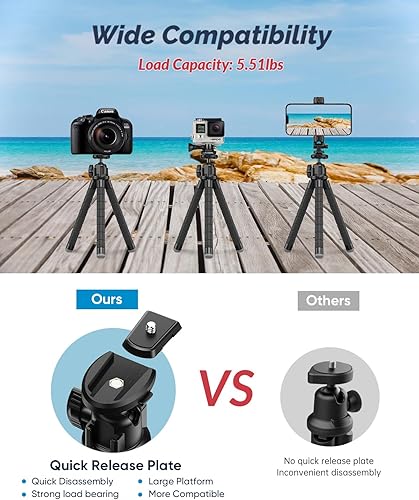 Miniatura 6 de APEXEL Trípode para teléfono, portátil y flexible con control remoto para grabación de video, vlogging y fotografía de viaje para teléfono celular,