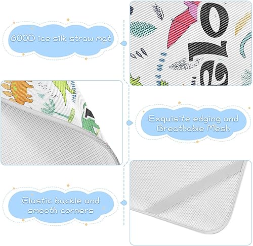 Miniatura 6 de Custom Dinosaurs Crib Mattress Protector Pad for Boys Girls Baby Ice Silk Mat Bed Mini Crib Mattres Pad Cover Cooling Mattress Topper Play Mat, 52"