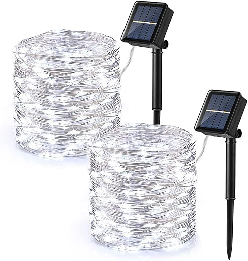 Brizled 2 Pack 33ft 100 LED Solar Fairy Lights