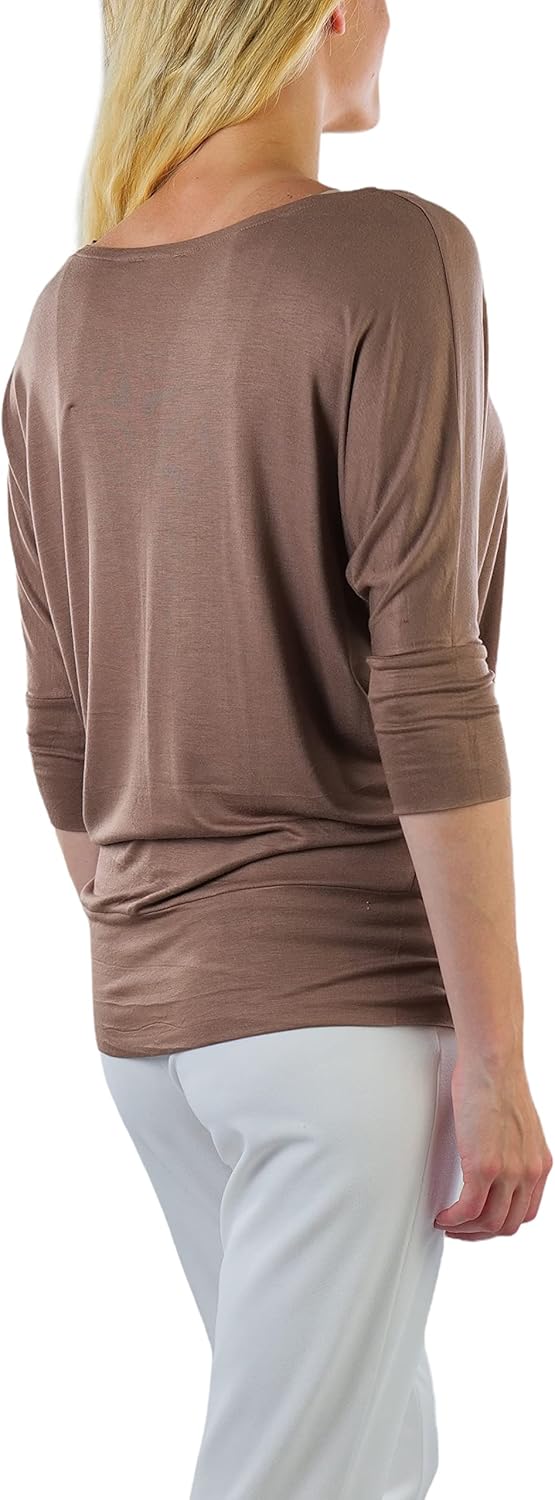 ToBeInStyle Women’s Long Sleeve Dolman Top Relaxed Fit Casual Boat Neck Shirt - Image 5