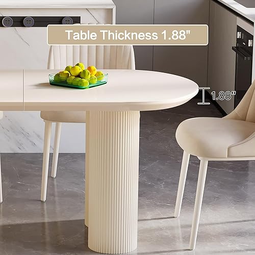Miniatura 6 de Juego de comedor de 5 piezas, mesa de comedor moderna de 55.11 pulgadas con 4 sillas, juego de mesa de cocina blanca para 4 personas, mesas de