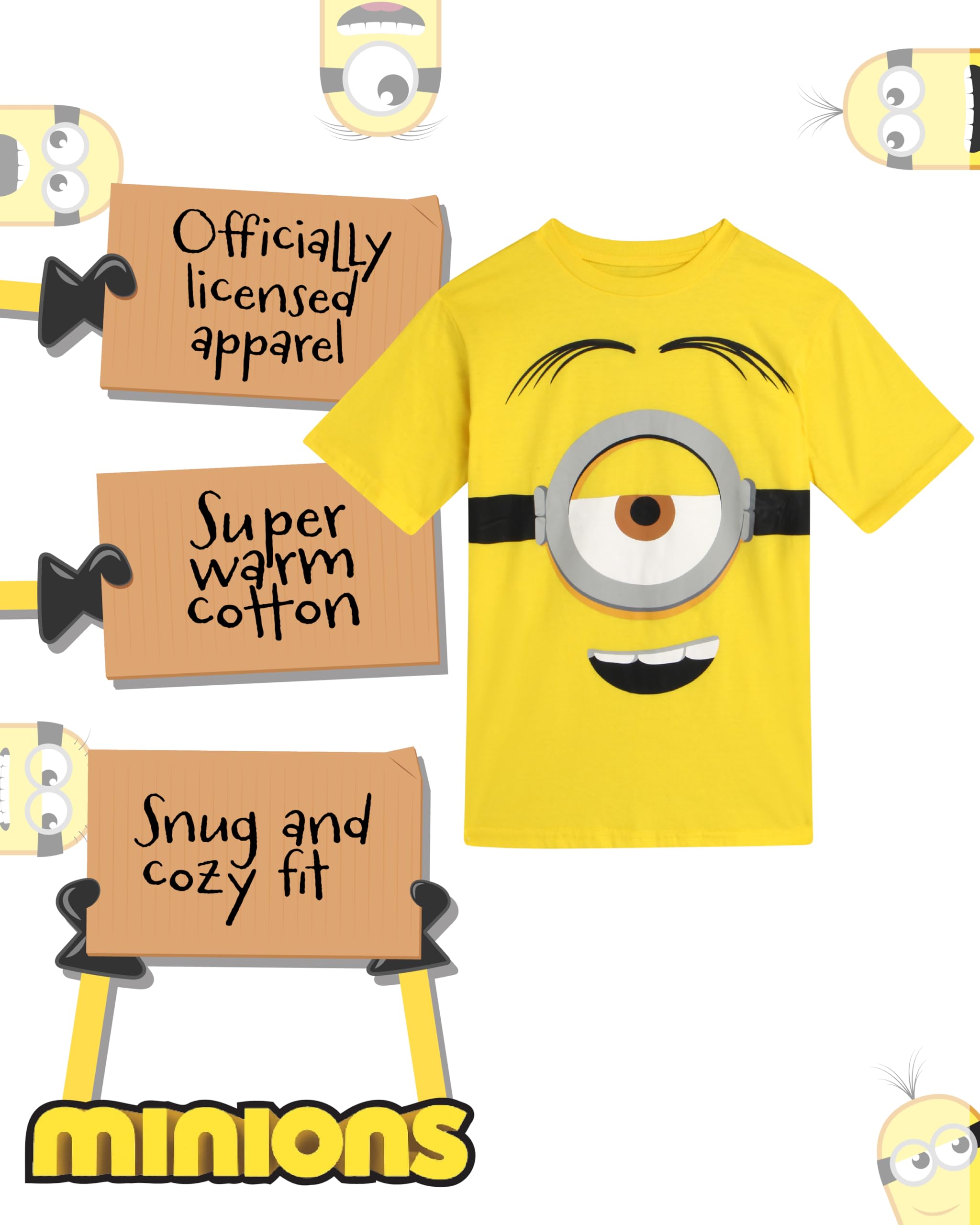 Minions Kevin Stuart Bob - Camicie da ragazzo - Confezione da 2 magliette a maniche corte con grafica per bambini e ragazzi (2T-16)