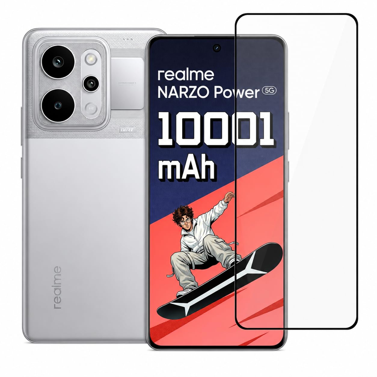 Military-Grade Tempered Glass Screen Protector Compatible for Realme Narzo Power 5G with Edge to Edge Coverage and Easy Self Installation Kit (realme NARZO Power 5G)-image-24