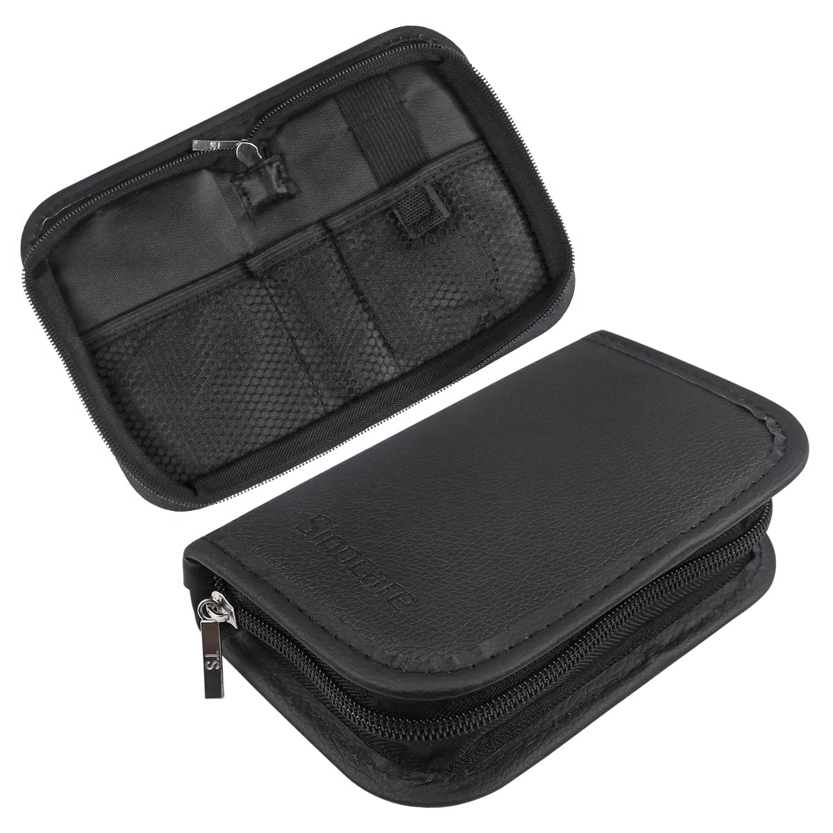 FERCAISH Portable Glucose Meter Carrying Bag, Sphygmomanometer Medical Device Tool Storage Bag with Mesh Pocket Nylon Tool Kit(Black)