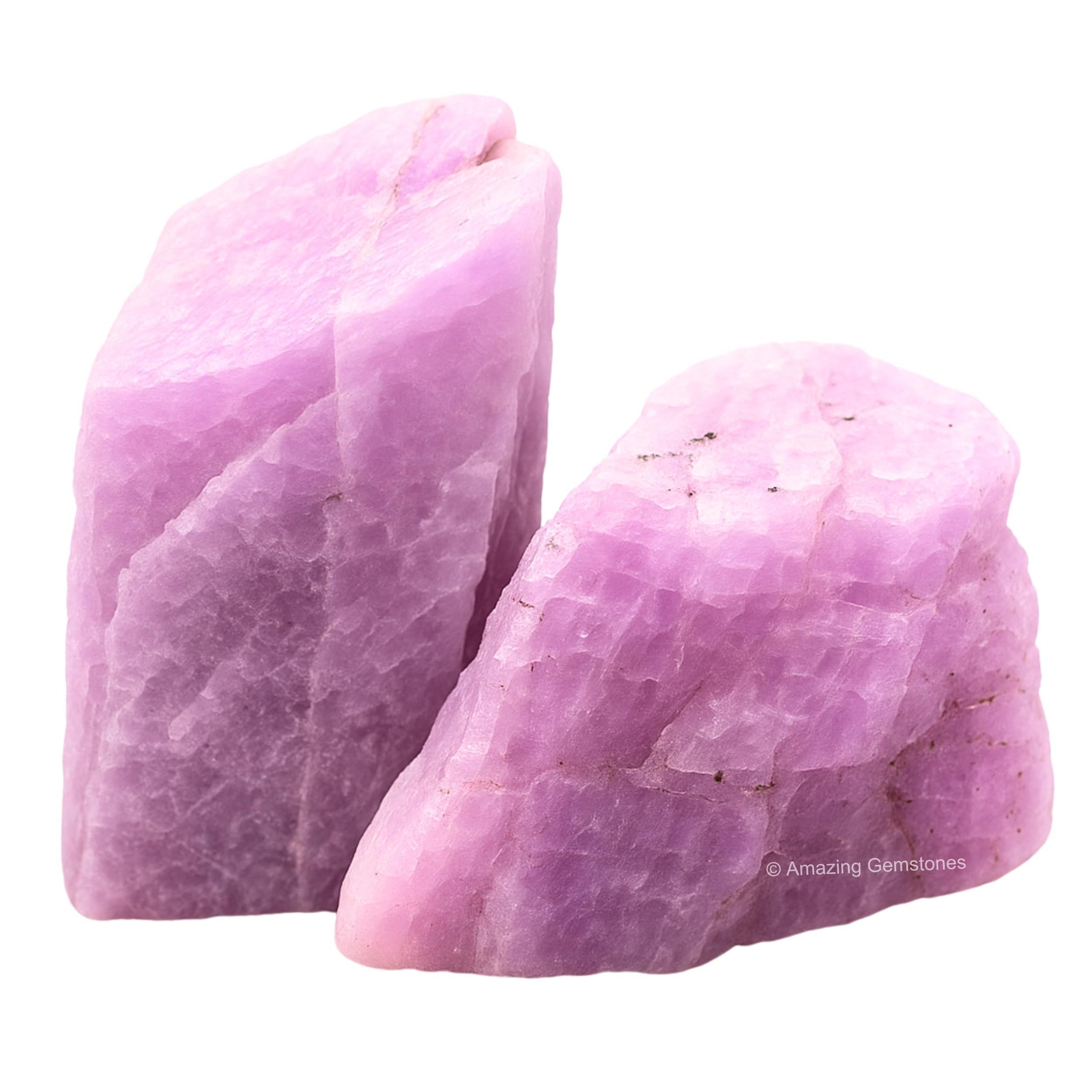 Kunzite Crystals and Healing Stones, 2 Piece Raw | Certified Healing Crystal Rough Rocks For Tumbling and DIY Projects Gifts - Positive Energy, Chakra Healing, Meditation