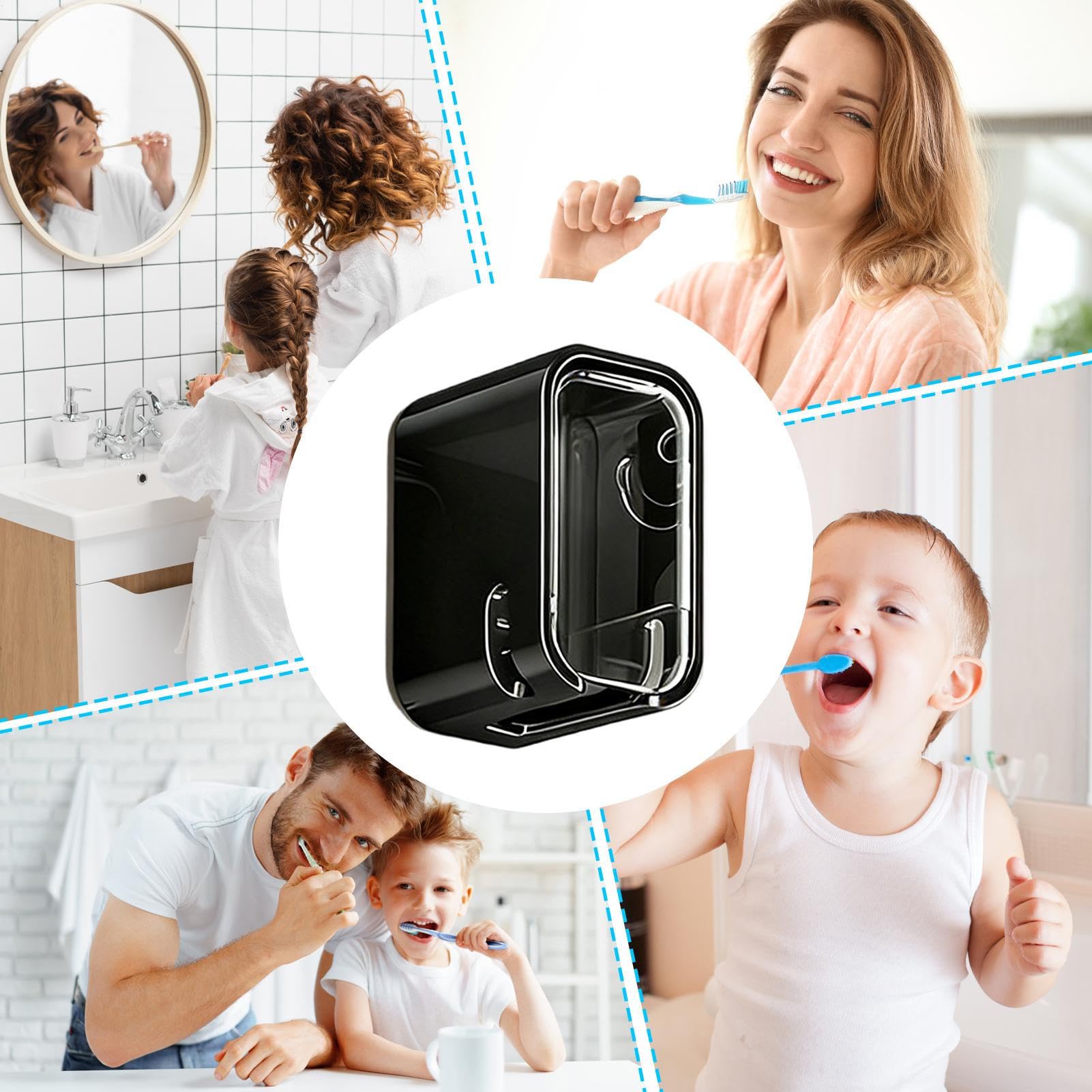 Portaspazzolini da Parete Organizer adesivo per spazzolini | Portaspazzolino da Parete per Bagno per superficie del mobile specchio doccia appartamento dormitorio camper campeggio hotel