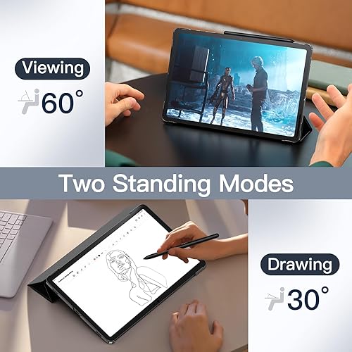 Miniatura 6 de JETech Funda para Samsung Galaxy Tab S9 de 11 pulgadas, funda protectora translúcida con soporte de tres pliegues en la parte trasera, compatible