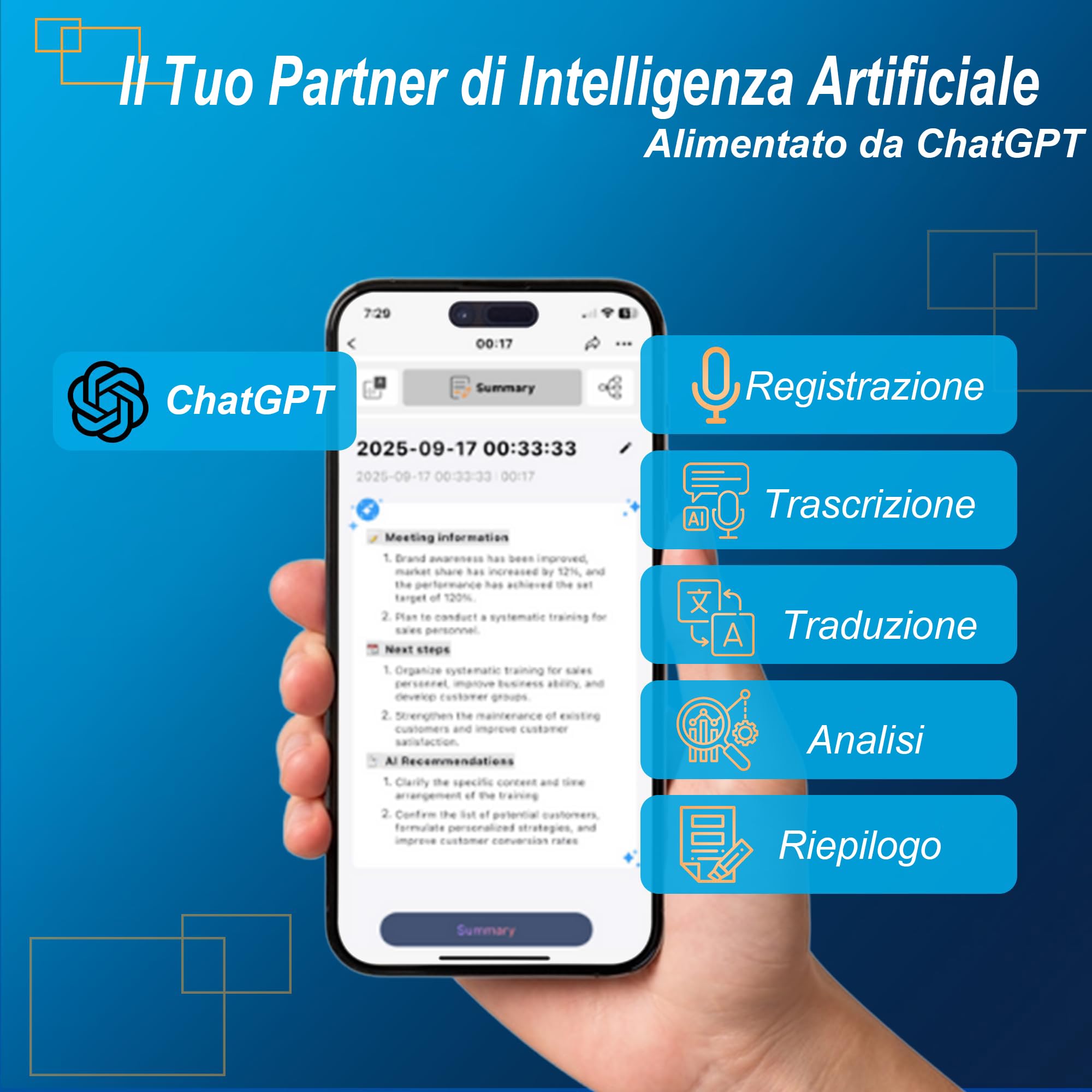 Volovivo Registratore vocale AI: trascrive, riassume e traduce in oltre 100 lingue con tecnologia AI Ideale per riunioni, apprendimento, chiamate e colloqui | Controllo app e cancellazione del rumore
