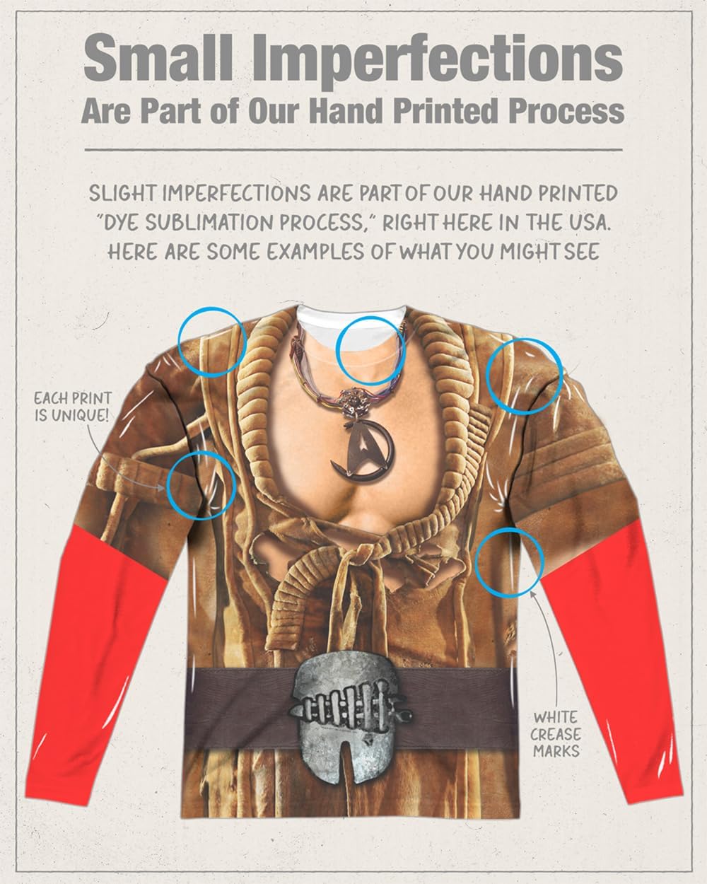 Popfunk Star Trek Khan Uniform (Front/Back Print) 100% Polyester Adult Long Sleeve Costume T Shirt for Men & Women