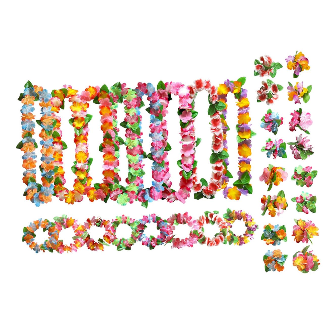 STOBOK 1 Juego Leus Hawaianos Guirnaldas De Flores Leis Collar Hawaiano Luau Tropical Joyas De Fiesta Luau Tocado De Flores Tropicales Diadema Hawaiana Paño Las Flores Banquete Venda