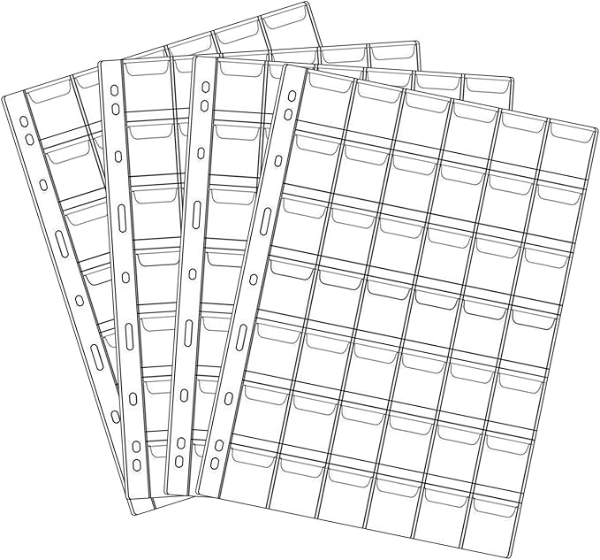 42 Pocket Coin Pages, 10 Sheets Plastic Coin Holders Stamp Collector Supplies for