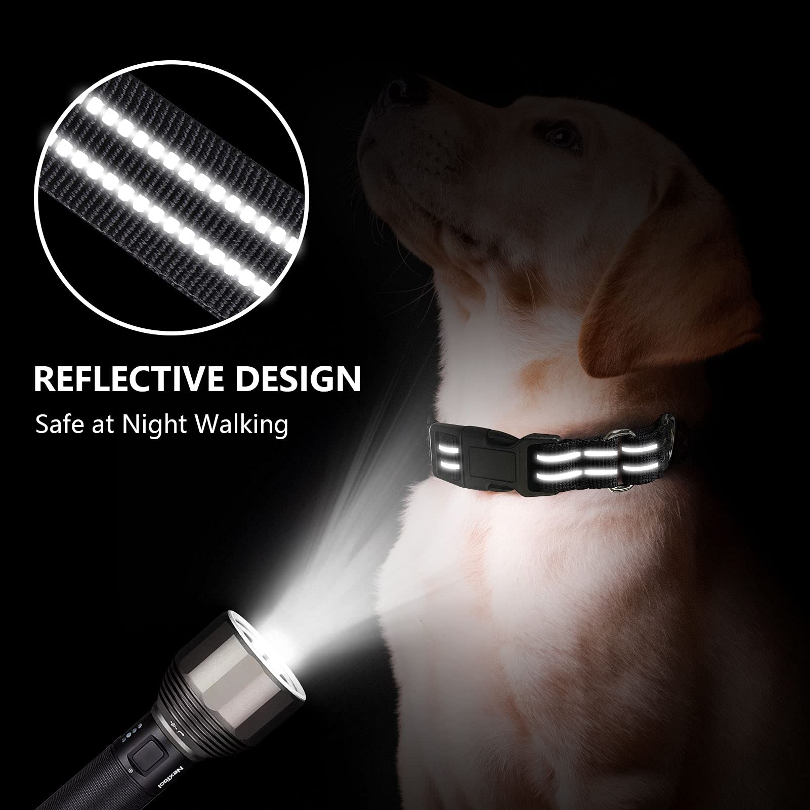 Hikiko Martingale Dog Collars Reflective Nylon Dog Collar with Quick Release Buckle Adjustable Training No Slip Dog Collar (Medium - Image 3