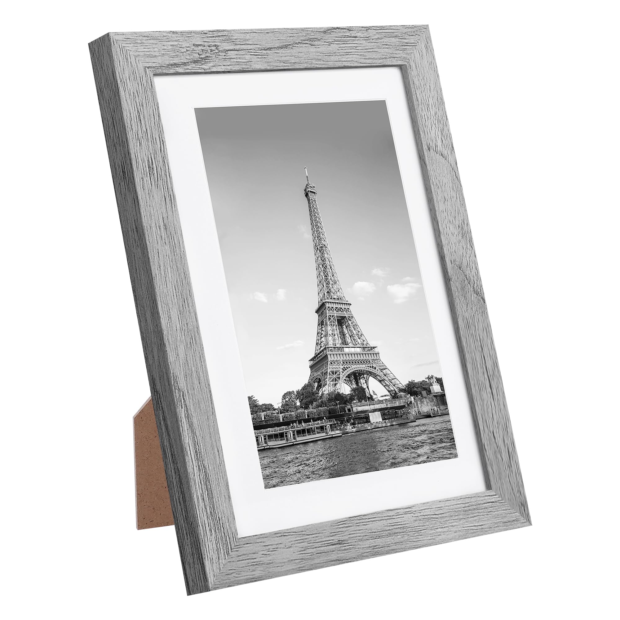 upsimples 5x7 Picture Frame Set of 10, Display Pictures 4x6 with Mat or 5x7 Without Mat, Multi Photo Frames Collage for Wall or Tabletop Display, Real Glass, Gray