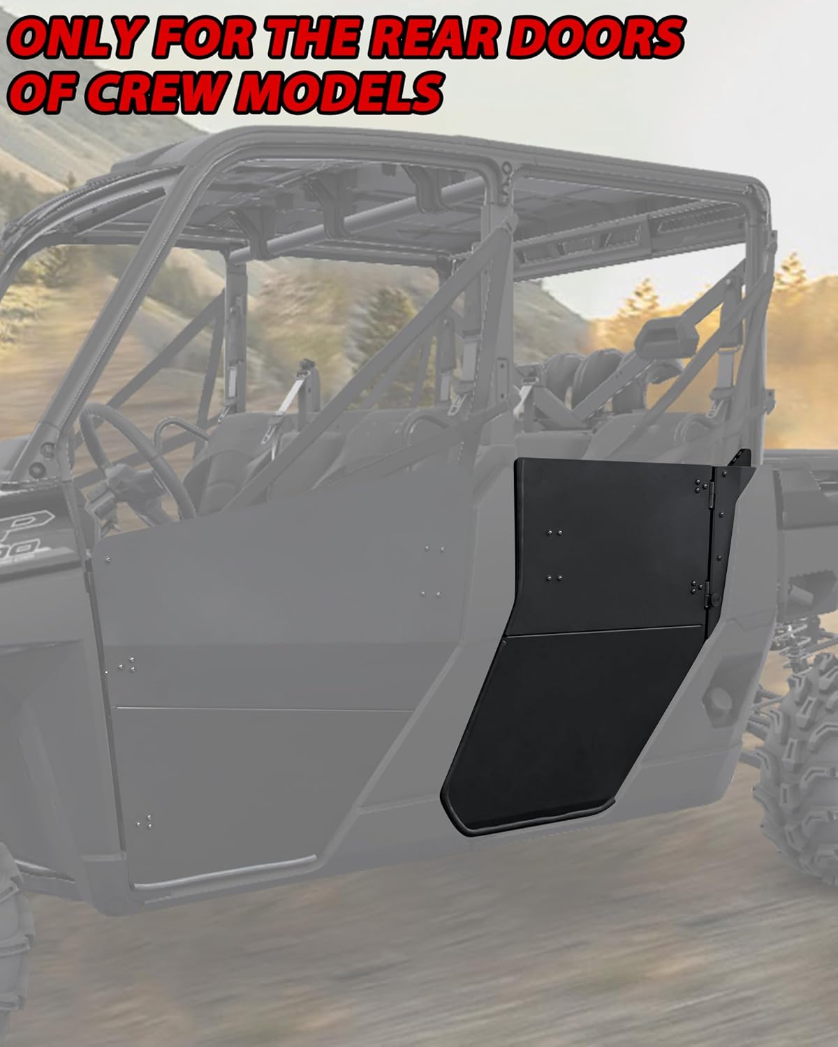 SAUTVS Aluminum Rear Half Door Inserts Panels Kit for Polaris Ranger Crew 1000/ Ranger Crew XP 1000 2018+ Accessories(One Pair)
