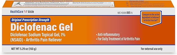 HealthCareAisle Diclofenac Gel, 1%, Arthritis Pain Relief - 150 g tube - Original Prescription Strength (NSAID)