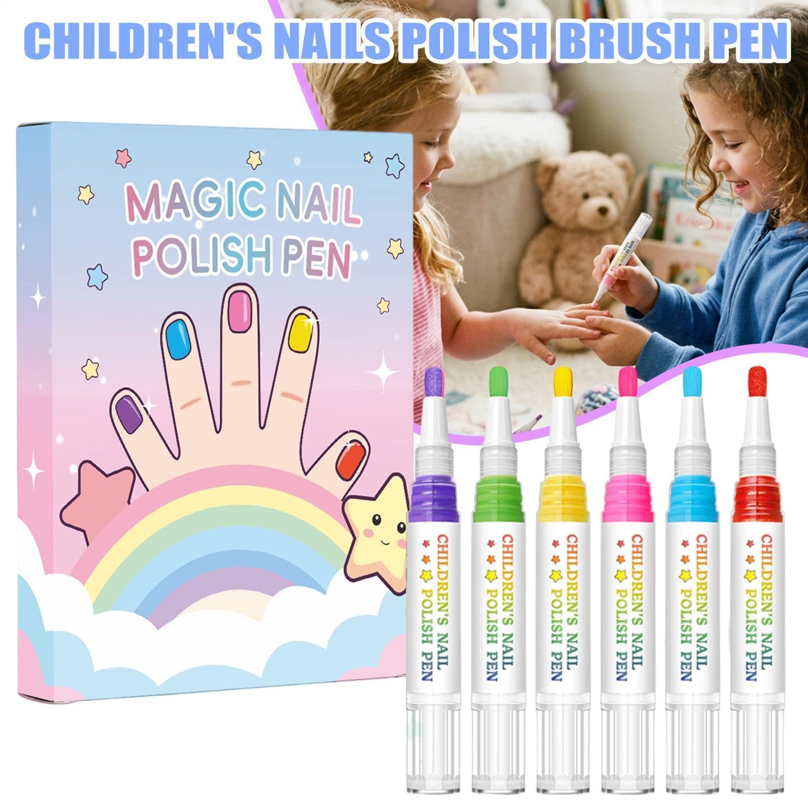 Lápices de esmalte de uñas para niños, 6 colores, de secado rápido, resistente al agua, para uñas de dedos, para manicura, cumpleaños, Navidad, niñas y uñas
