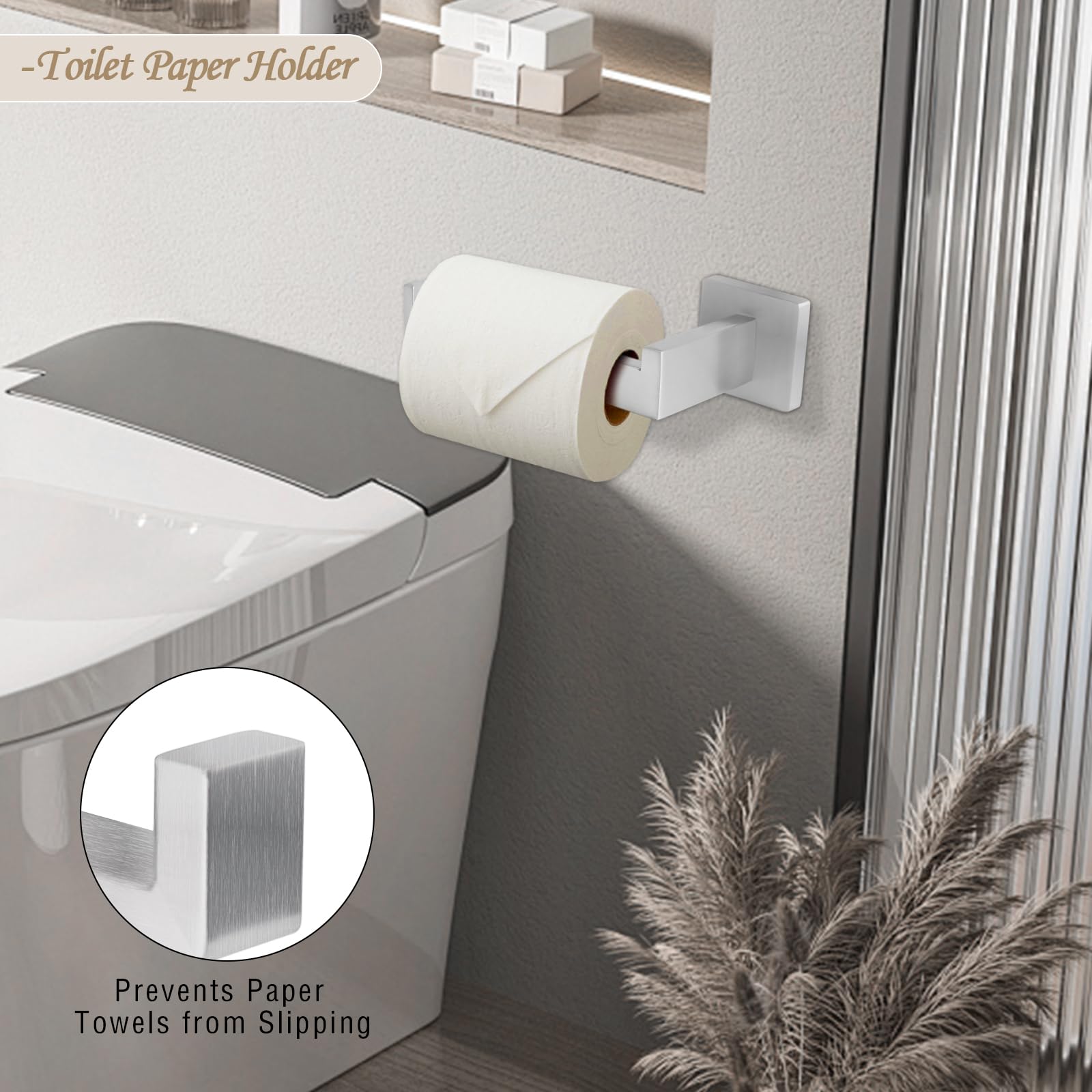 Juego de accesorios de baño de 5 piezas, juego de accesorios de baño, juego de toallero, juego de toallero, juego de toallero de 23.6 pulgadas, montado en la pared, níquel cepillado