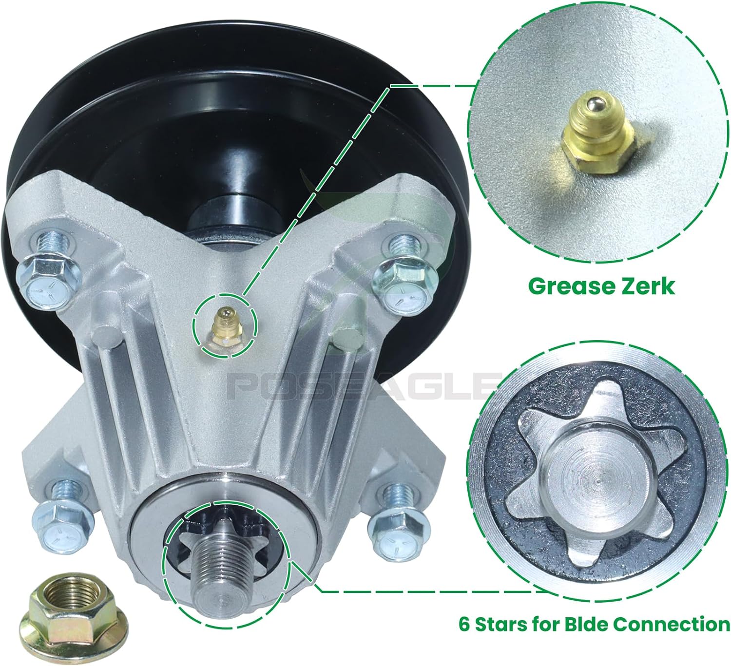 918-06981 Spindle Assembly Replaces Cub Cadet Spindle 918-06981 Spindle Assembly 918 06981, 618-06981 for Cub Cadet XT1 LT50 XT2 LX50 XT1 50 inch CYT5023SE Super Bronco 50 Xp Lawn Tractors