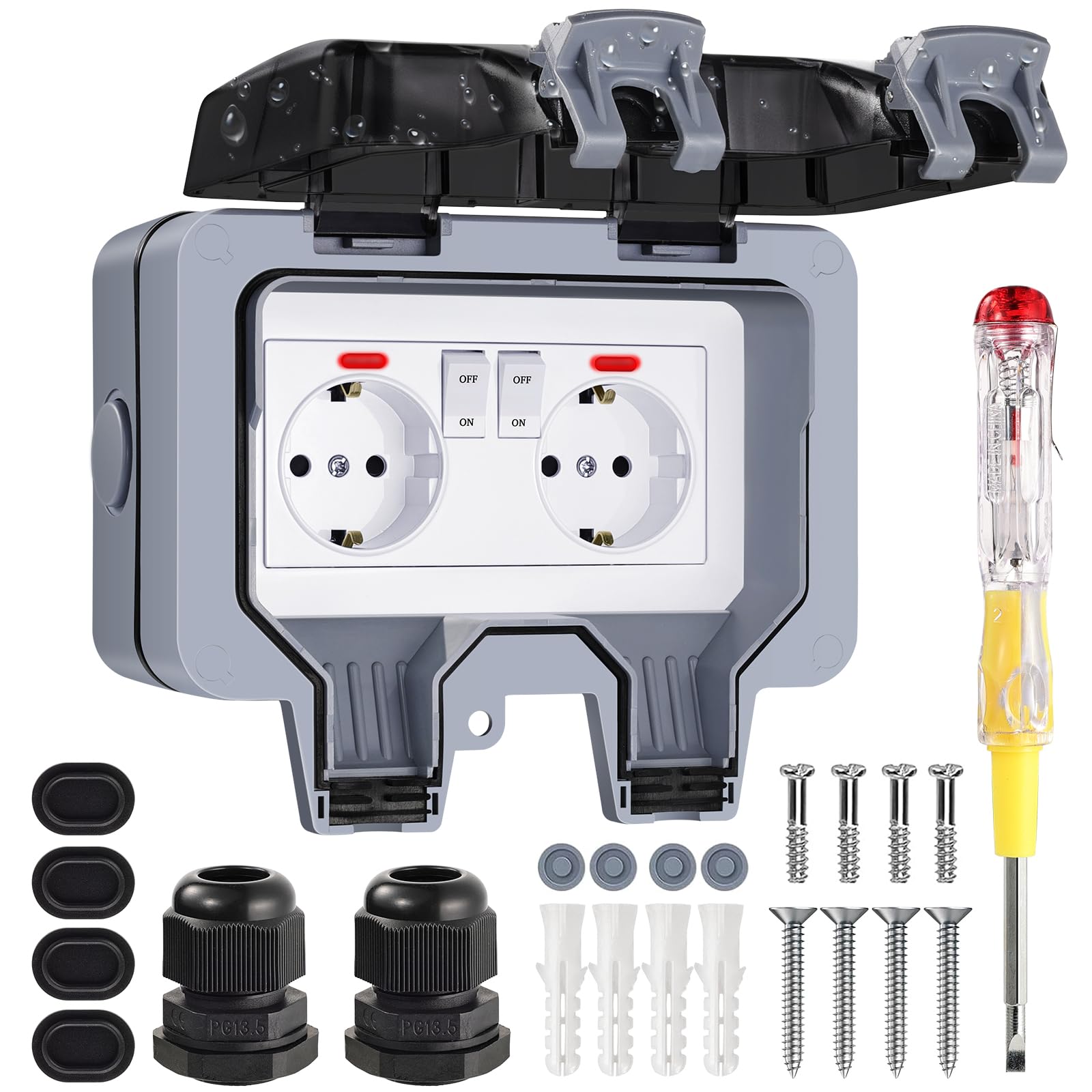 Prise De Courant Extérieure Étanche 16A Ip66 Étanche À La Pluie Murale