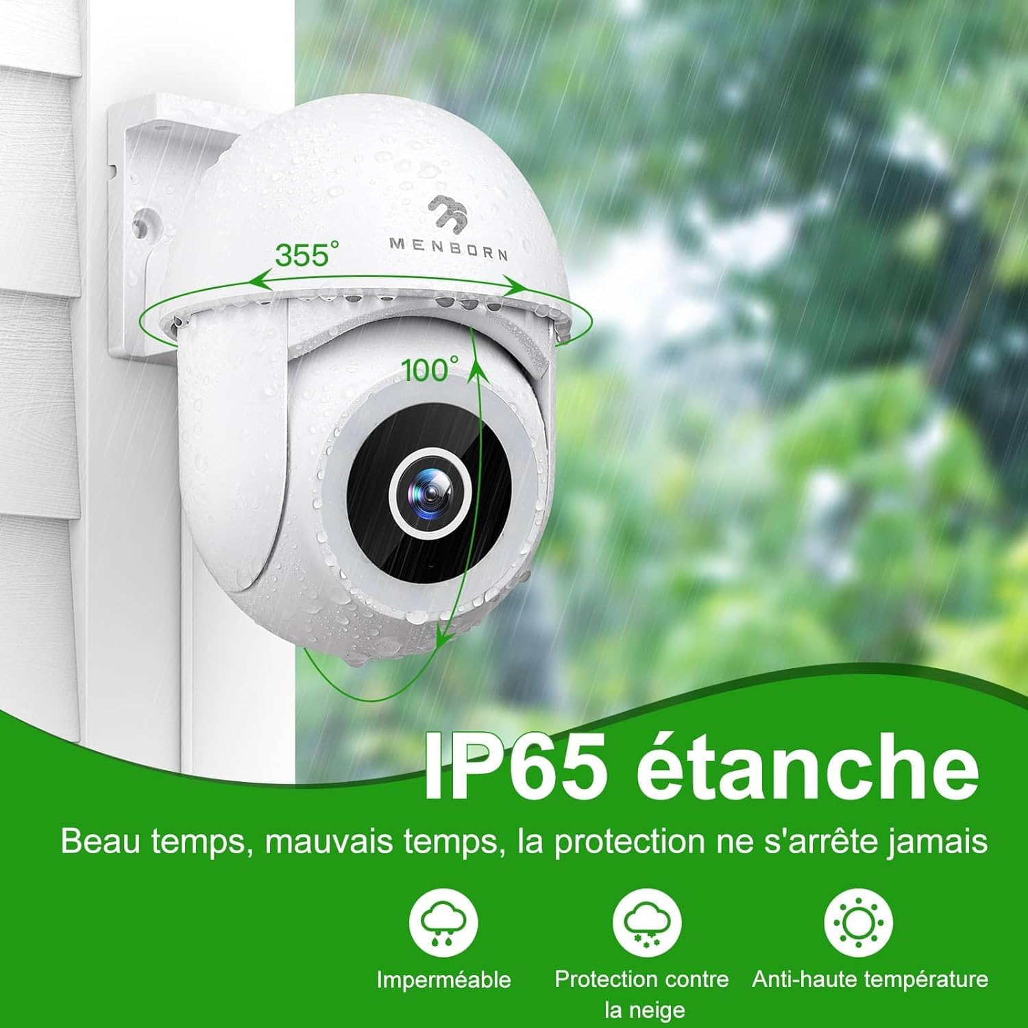 Caméra Surveillance Extérieur WiFi 6 2,5K 2,4/5GHz Caméra Extérieure 360° | Caméra de surveillance avec projecteur, vision nocturne couleur, suivi automatique, audio bidirectionnel et compatible Alexa