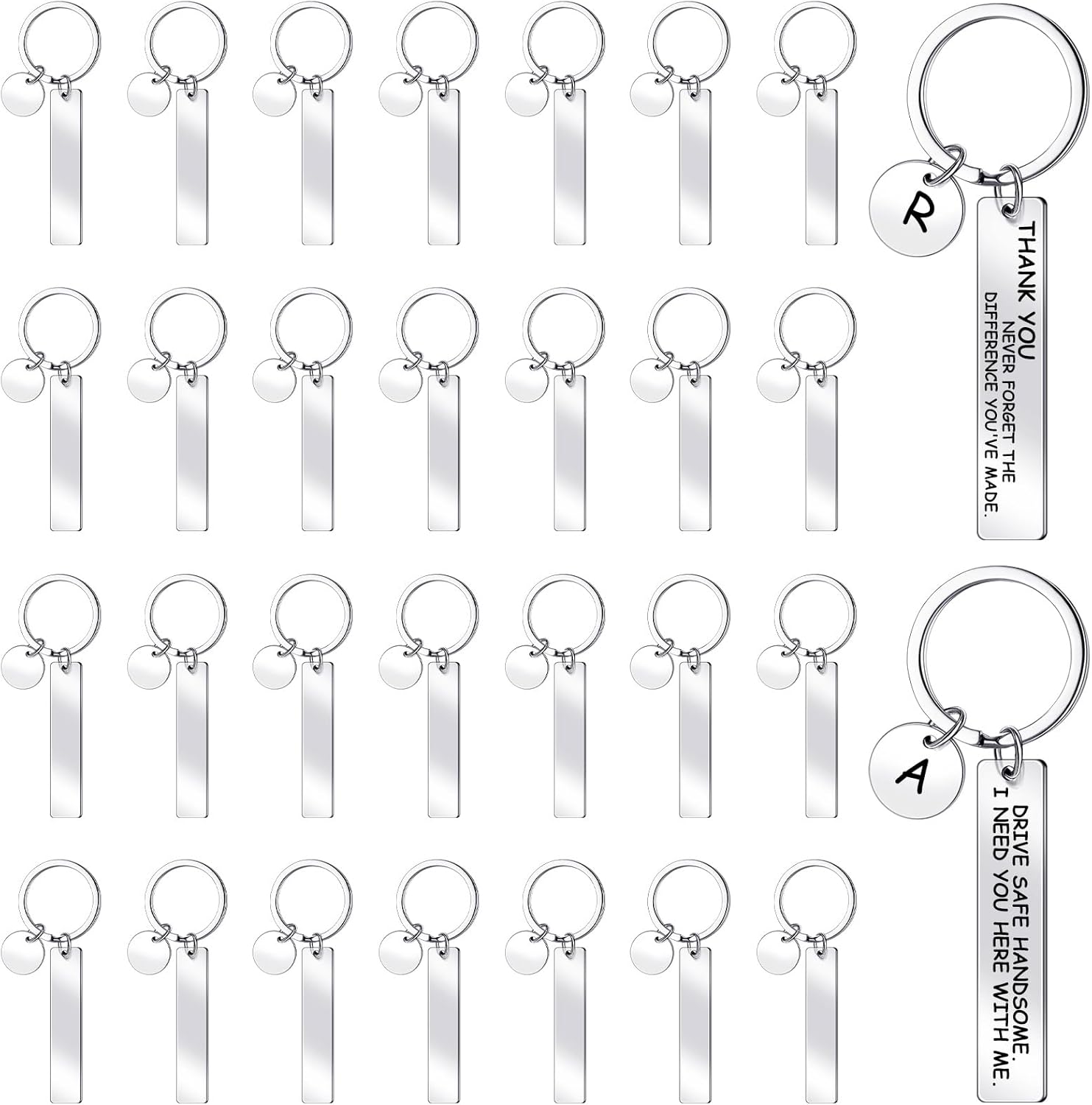 Gisafai 30-Pack Stainless Steel Laser Engraving Keychain Blanks - Engravable Metal Tags for DIY Crafts, Graduation Gifts