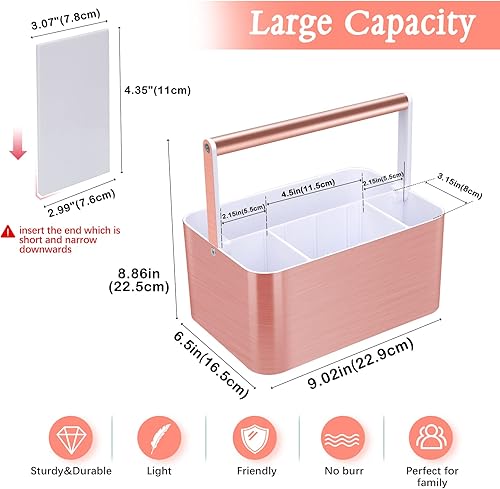Miniatura 9 de Cesta de ducha portátil con asa y divisores ajustables para dormitorio universitario, organizador grande de plástico para baño