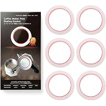 [UPGRADED] 6 PCS Easy Removal Food Grade Silicone Sealing Gasket for Bialetti Moka Express 4-Cup - Leak Proof Replacement Ring, Fits for Bialetti Original Plates Moka Express, 4 Cups