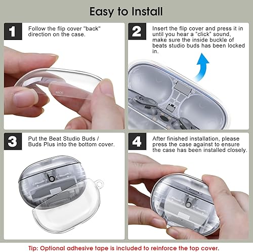 Miniatura 8 de Fintie Funda transparente para los nuevos Beats Studio Buds + (2023) Beats Studio Buds 2021, funda protectora para auriculares antipérdida a prueba