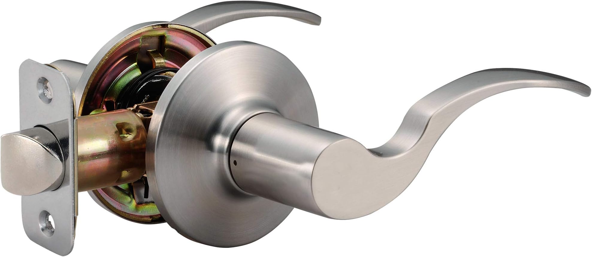 Amazon Basics TQ50S82 Shelby Door Lever, Passage, Satin Nickel