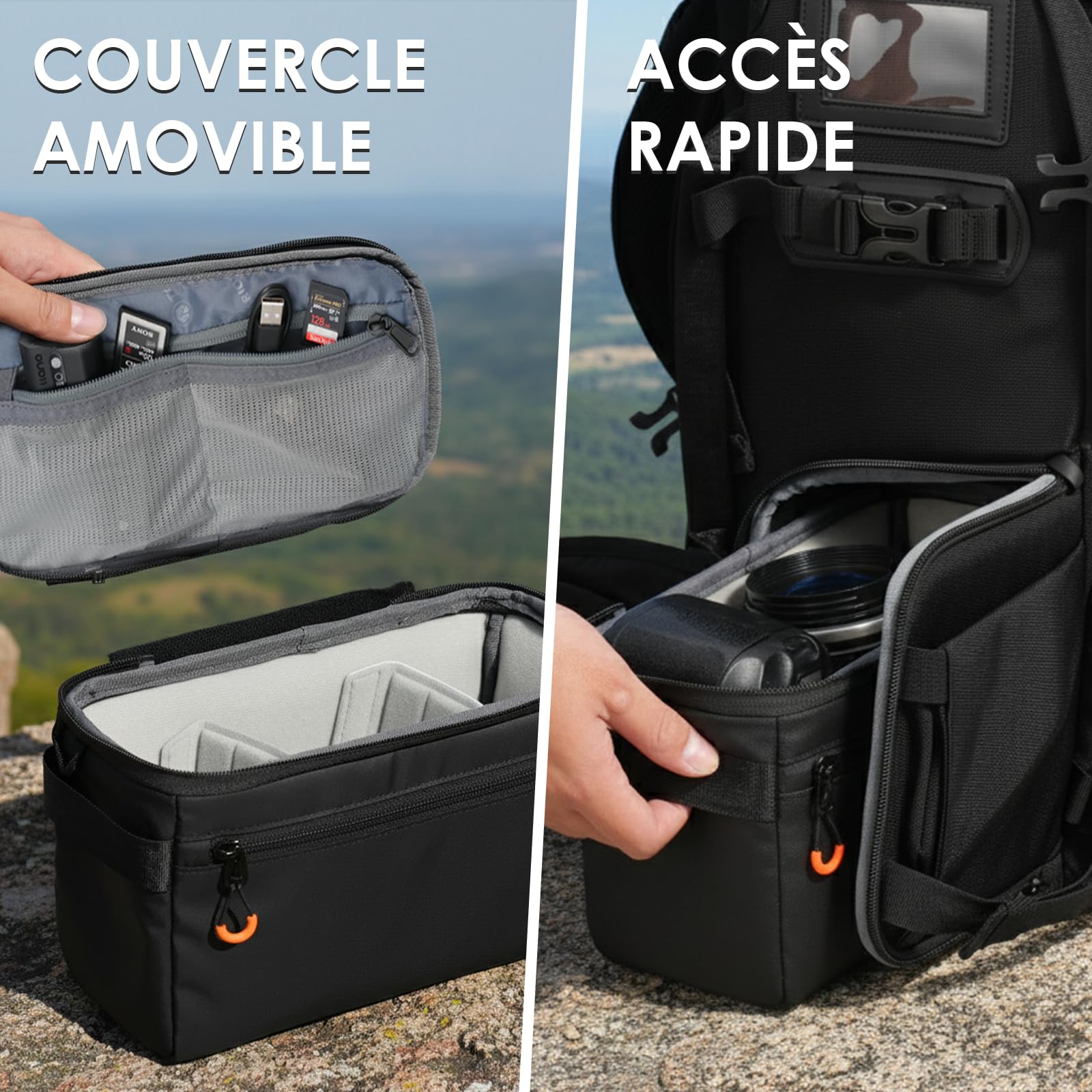 TARION Insert pour Sac Appareil Photo - Sac Intérieur Rembourré avec Couverture Amovible & Cadre Métallique (XS)