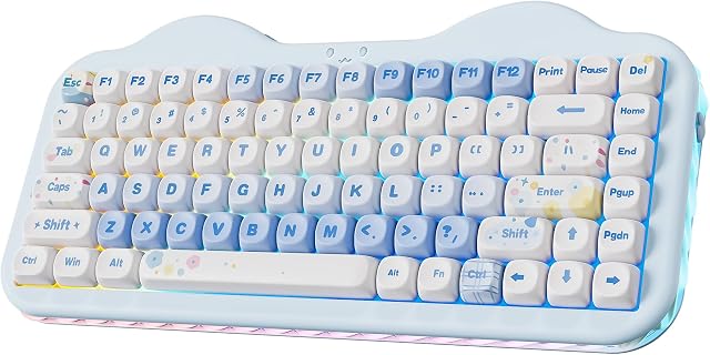 YUNZII C75 Teclado Mecánico Inalámbrico Diseño Pastel (Azul, Candy)