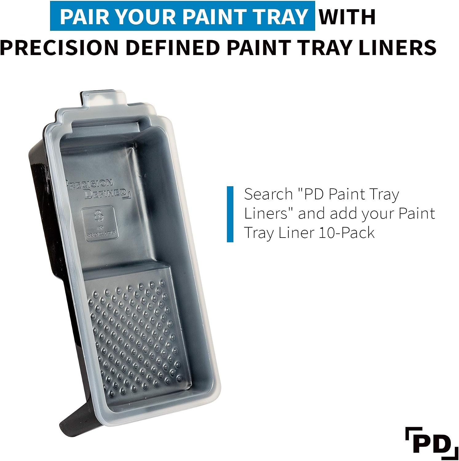 Precision Defined Paint Tray Liner 4-Inch, Paint Trays Set 2-Pack, Paint Roller Trays Built for 4-Inch Roller Brushes, Plastic Paint Trays with Sturdy Legs & Deep Paint Pocket