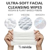 Vista 4 de mivida Toallitas desmaquillantes hipoalergénicas a granel con vitamina E, paquete de 200 unidades (4 × 50) paquete de valor, toallitas de maquillaje