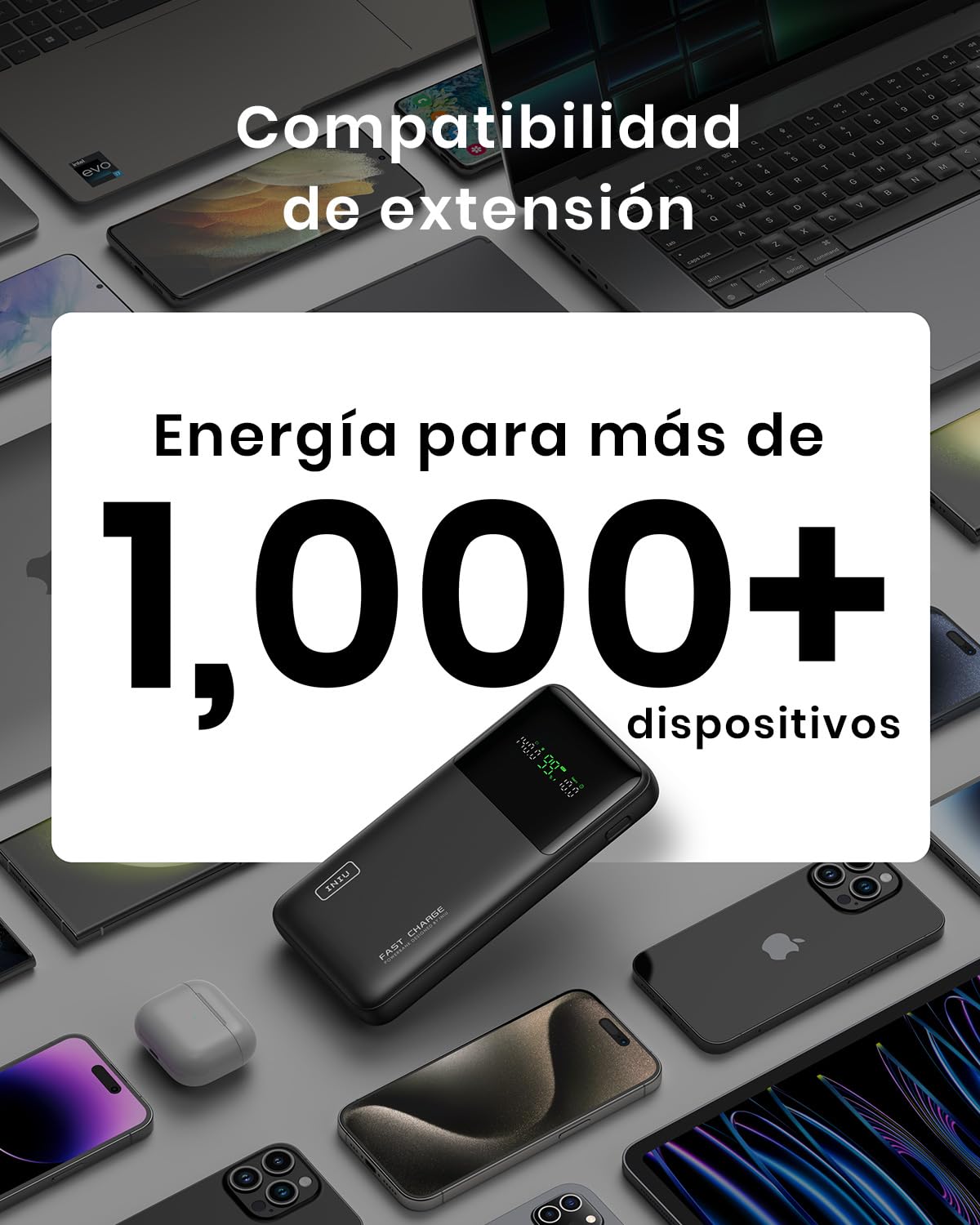 INIU Power Bank 27000mAh 140W, Batería Externa Portátil con Cable USB C Incorporado y Pantalla Digital, 3 Puertos Carga Rápida Powerbank para Laptop MacBook iPhone Steam Deck iPad Samsung