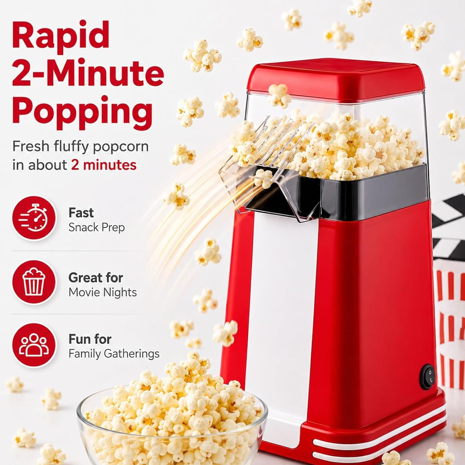 Macchina rapida per popcorn ad aria calda con misurino