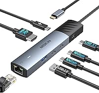 Vista 14 de MOKiN Estación de acoplamiento para portátil con 4 monitores, estación de acoplamiento USB C 16 en 1 triple monitor, base USB C con 2 HDMI, DP, 100