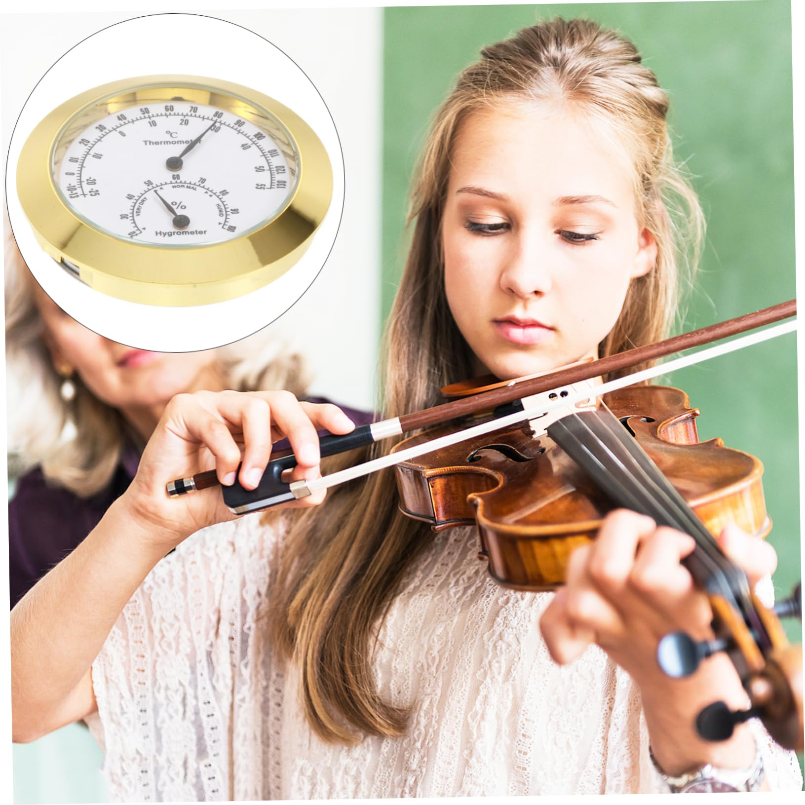 BCOATH Thermometer Hygrometer for Violin Guitar Humidity Temperature Analog Portable