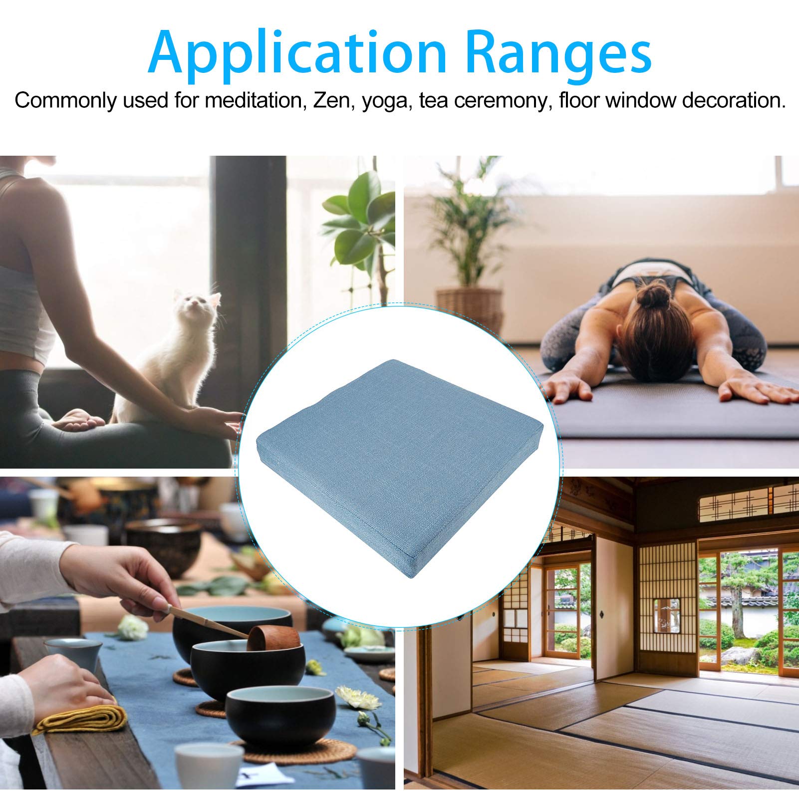 Generic Cojín Cuadrado Suave para Suelo de Yoga, Estera de Meditación Lavable Extraíble, Cojín de 15,7x15,7x2,4 Pulgadas para Decoración de Ventanas en el Suelo
