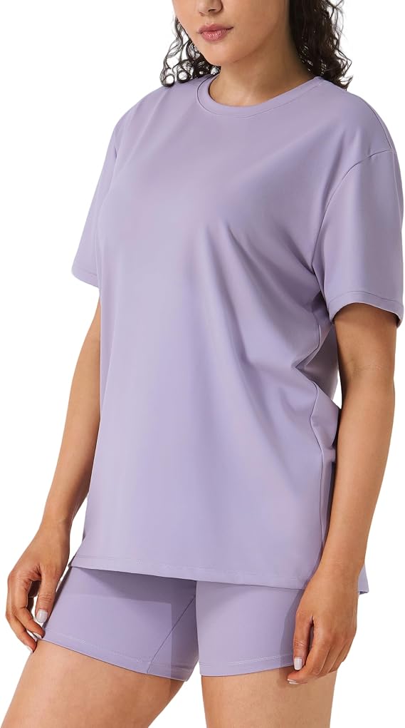 2 Piece Lounge Sets for Women, Short Sleeve Oversized Tee & Biker Shorts, Casual Summer Outfits Matching Set