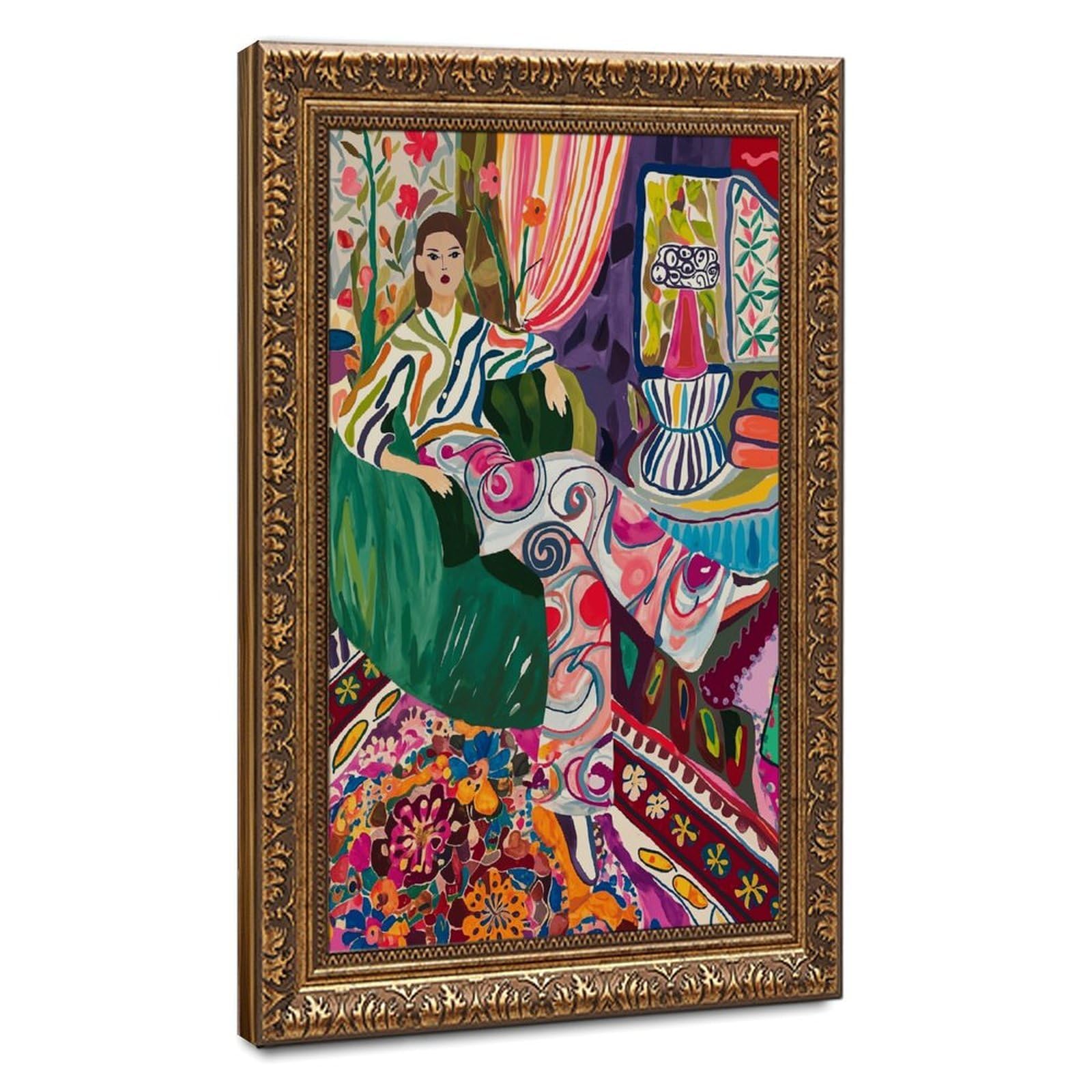 FDKLS Vibrant Floral And Swirl Patterns Poster Canvas Poster for Dorm Room Decor Gift