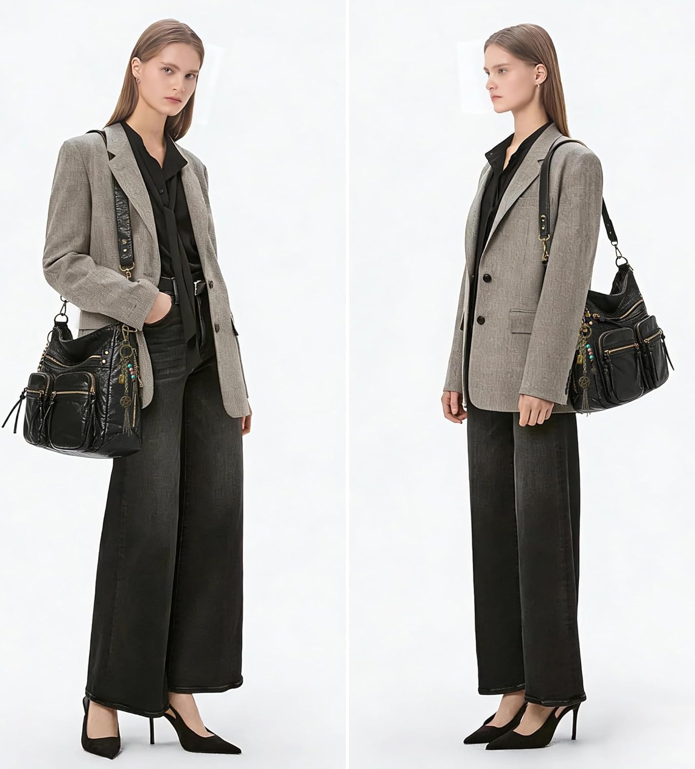 Worldlyda Purses for Women Hobo Shoulder Bags Y2K Vagen Leather Multi-Pocket Tote Crossbody Bags