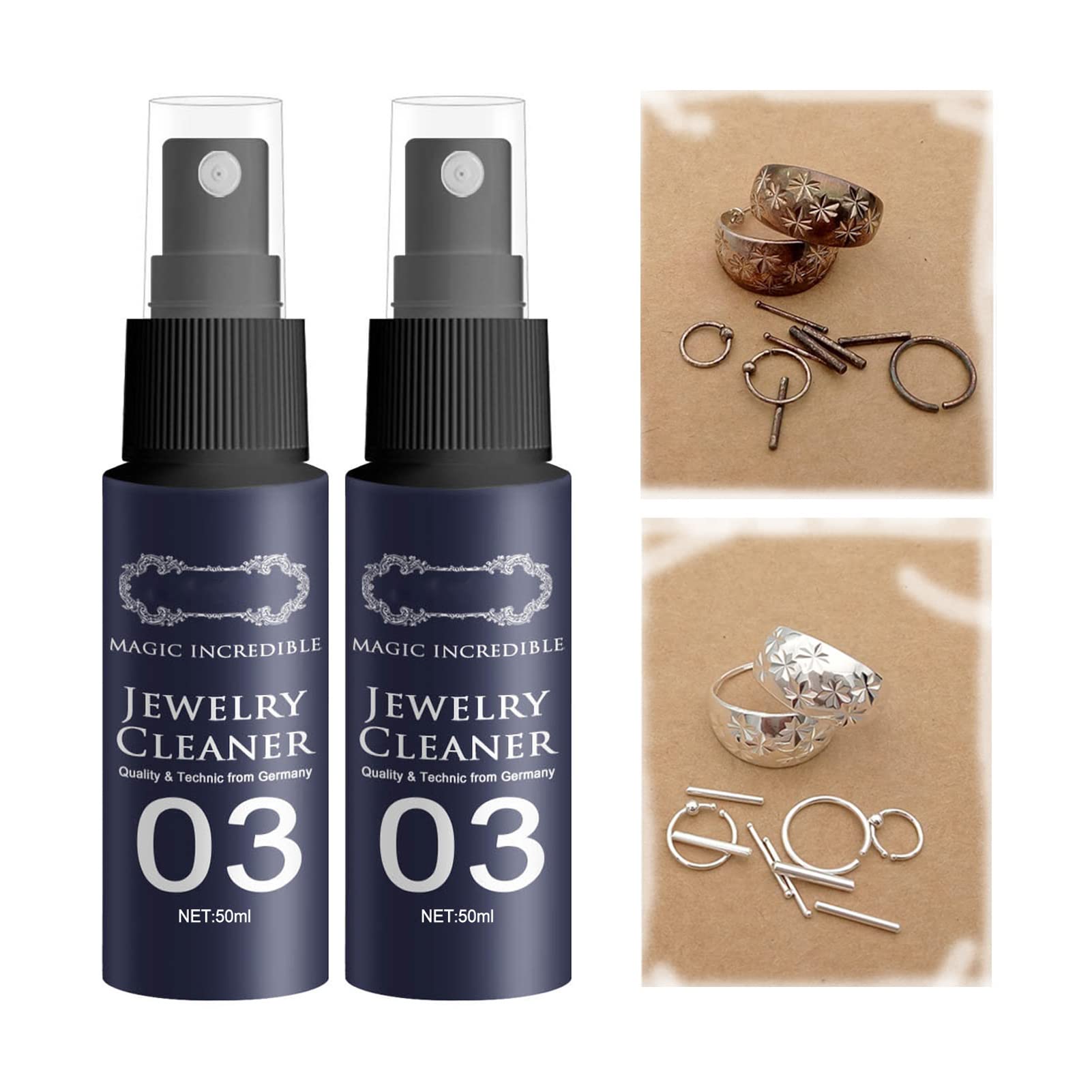 LXYQJewelry Cleaner Liquid, Gem Jewelry Non-Toxic Cleaner Concentrator, Deep Clean Diamonds, Gems, Gold, Silverware, All Jewelry Pieces, 60ml